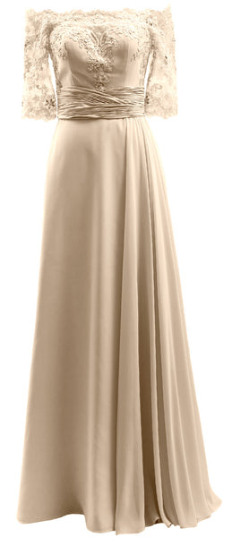 MACloth Women Mother of Bride Dresses Off Shoulder Lace Long Formal Evening Gown