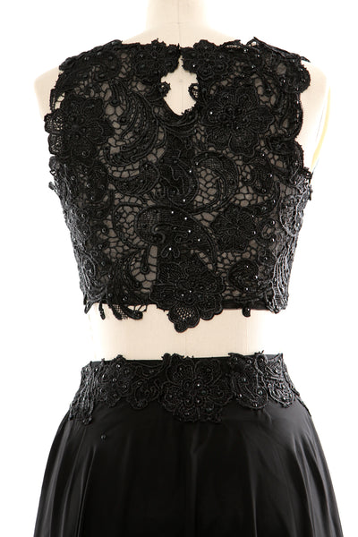 MACloth Women Two Piece Lace Chiffon Short Prom Dress Cocktail Party Formal Gown