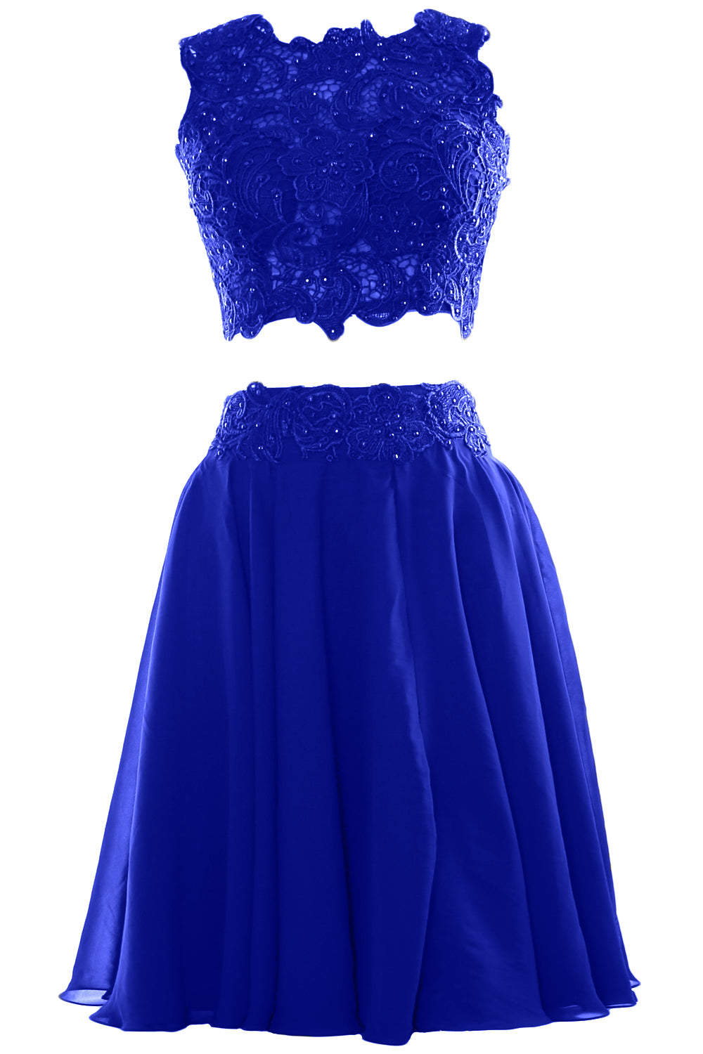 MACloth Vestido corto de gasa con encaje de dos piezas para mujer, vestido formal para fiesta de cóctel