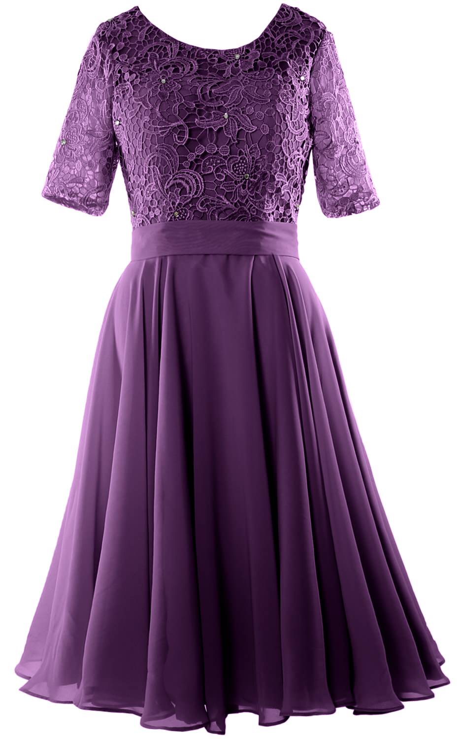 MACloth Women Short Mother Bride Dresses Half Sleeve Wedding Guest Dinner Lace