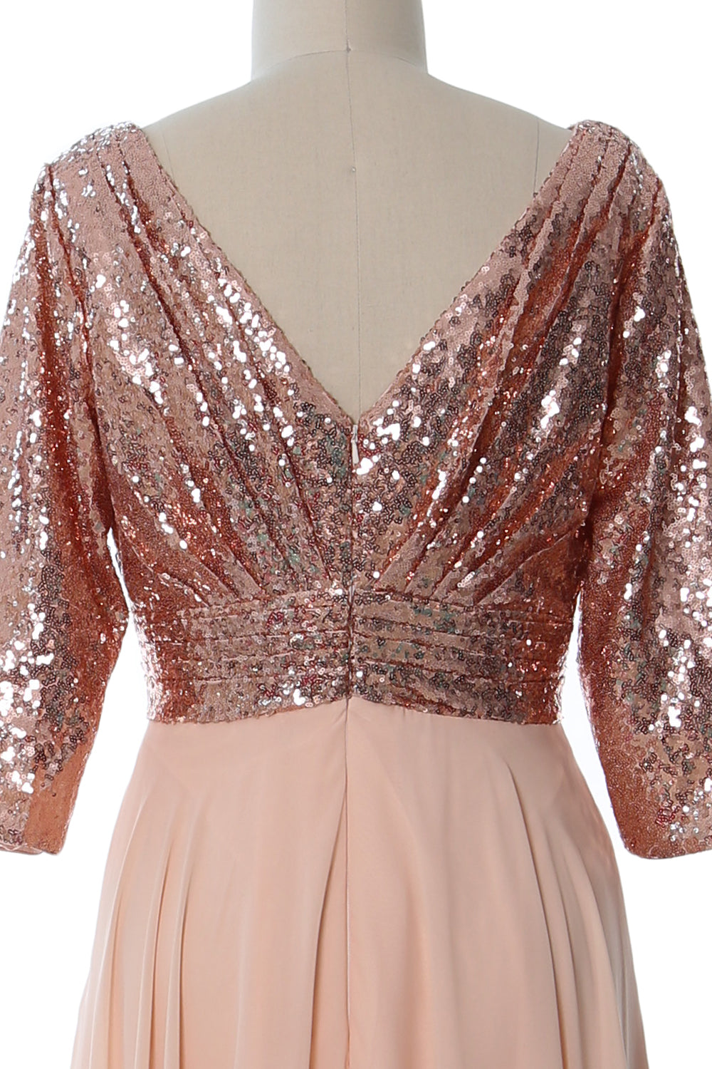 MACloth Damen Maxikleid mit langen Ärmeln und V-Ausschnitt und Pailletten