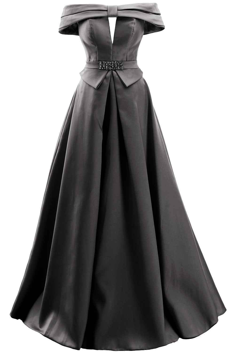 MACloth Damen Schulterfreies Satin-Maxikleid für Ball, formelle Party, Abendkleid