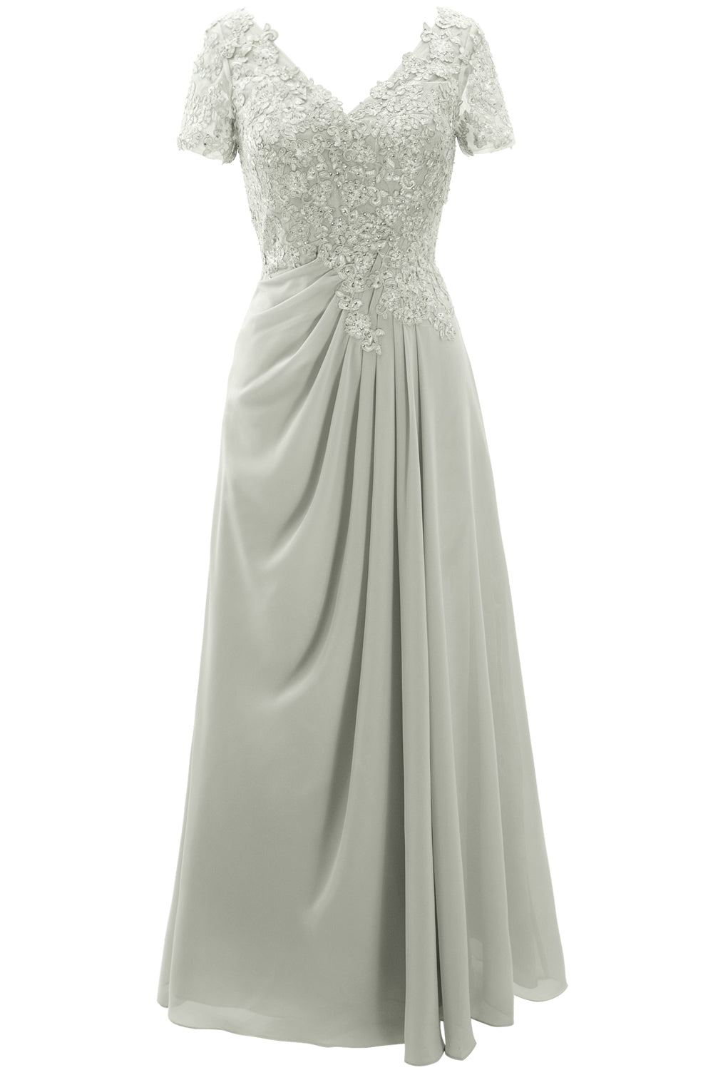 MACloth Damen Kleider für die Brautmutter, kurzärmlig, Spitze, für Hochzeit, Abendkleid