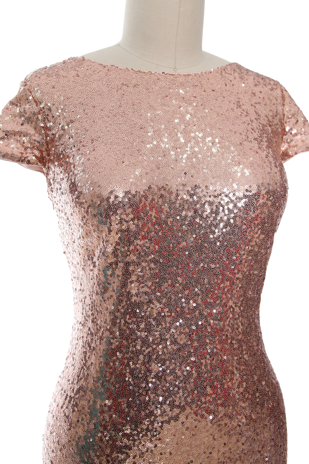 MACloth Damen Maxi-Kleid mit Pailletten für Brautjungfern, Flügelärmel, Hochzeit, offener Rücken