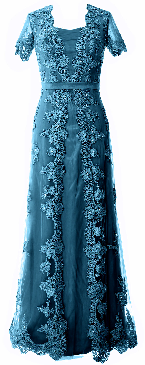 MACloth Damen Kleider für die Brautmutter, kurze Ärmel, Spitze, formelles Abendkleid