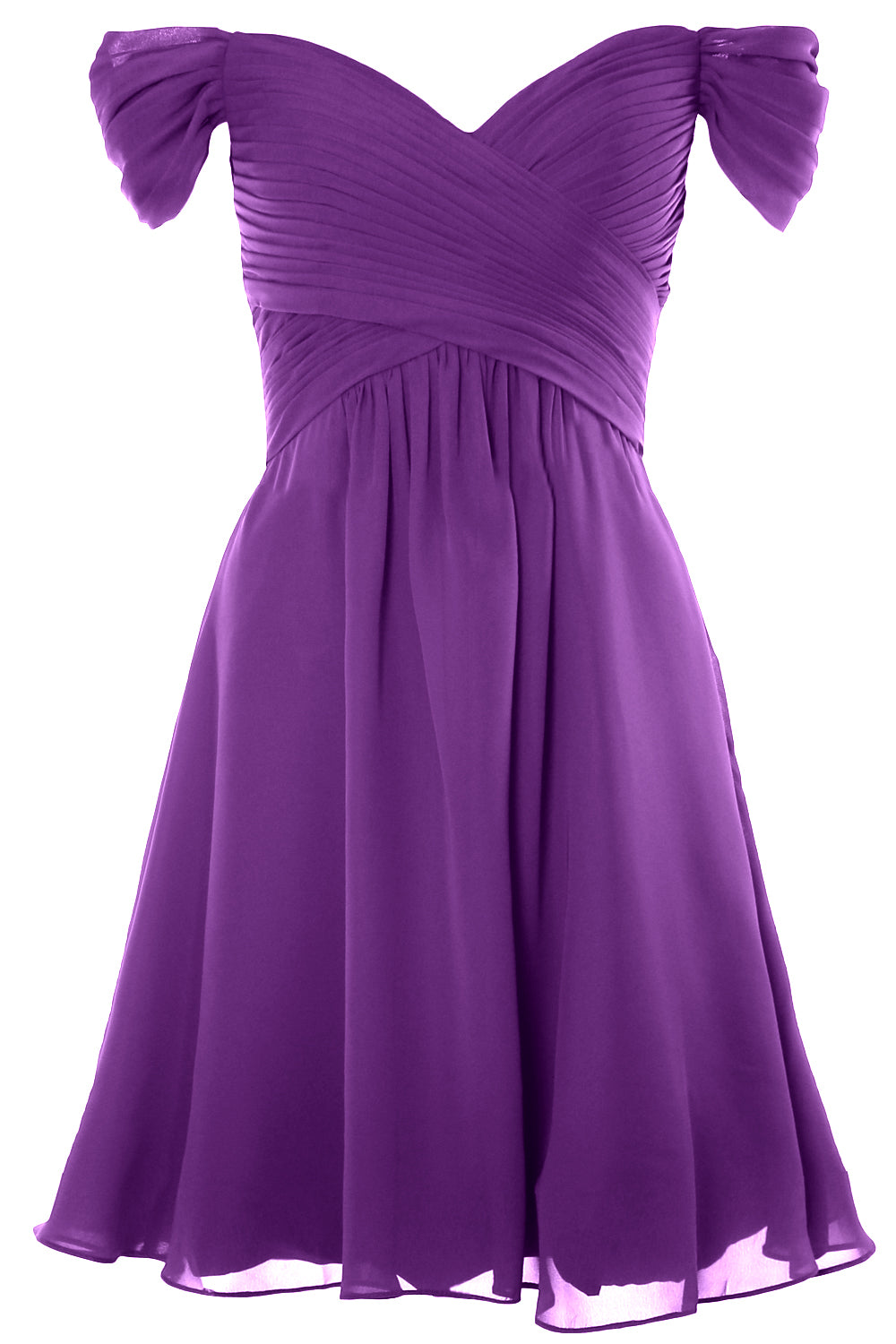 MACloth Damen Schulterfreies, kurzes Brautjungfernkleid für Hochzeit, Party, formelles Kleid