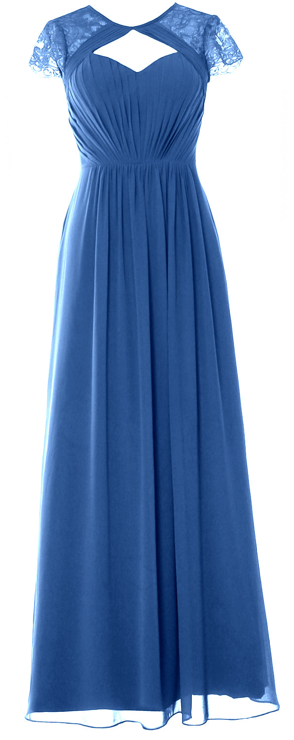 Vestido de dama de honor largo con mangas cortas elegante MACloth 2018 Vestido formal de noche
