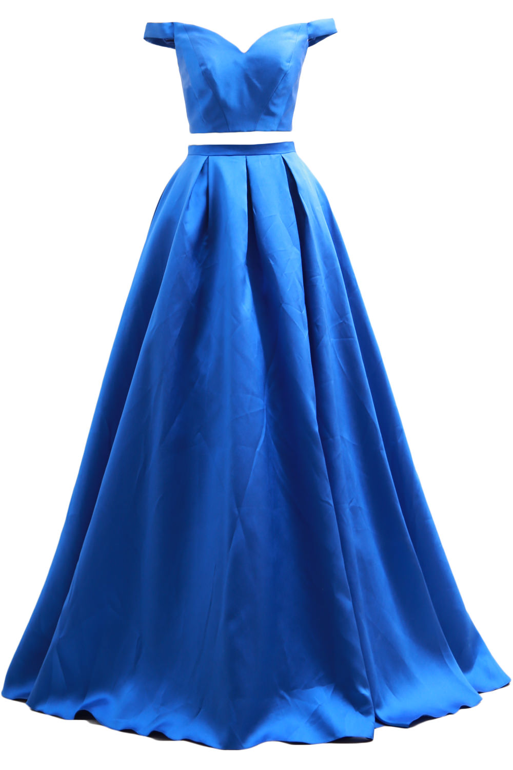 MACloth Women Prom Dresses Two Piece Off Shoulder Formal Evening Ball Gown