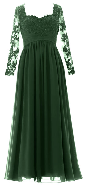 MACloth Women Mother of the Bride Dresses Lace Formal Evening Gown with Sleeves