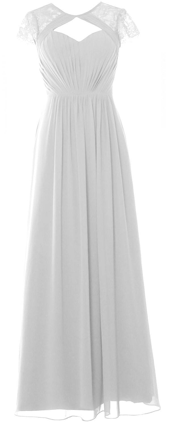 Vestido de dama de honor largo con mangas cortas elegante MACloth 2018 Vestido formal de noche