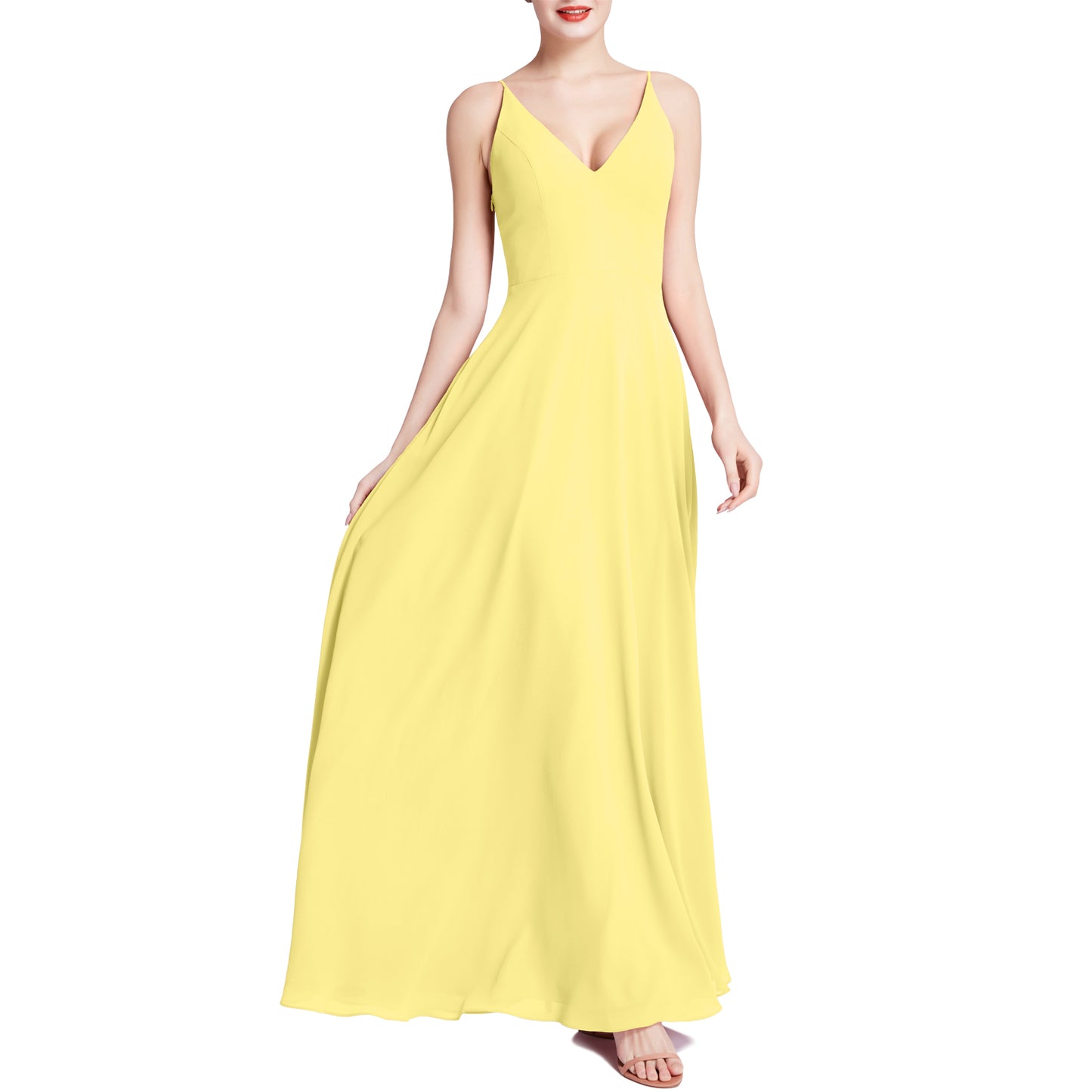 MACloth Mujeres Cuello en V Maxi Boda Fiesta Dama de Honor Vestidos Vestido de Noche