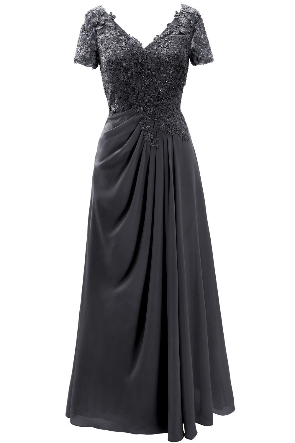 MACloth Damen Kleider für die Brautmutter, kurzärmlig, Spitze, für Hochzeit, Abendkleid