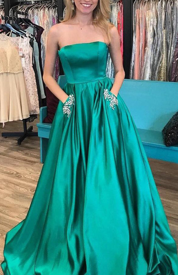 MACloth Trägerloses Ballkleid Langes Ballkleid Champagner Formales Abendkleid