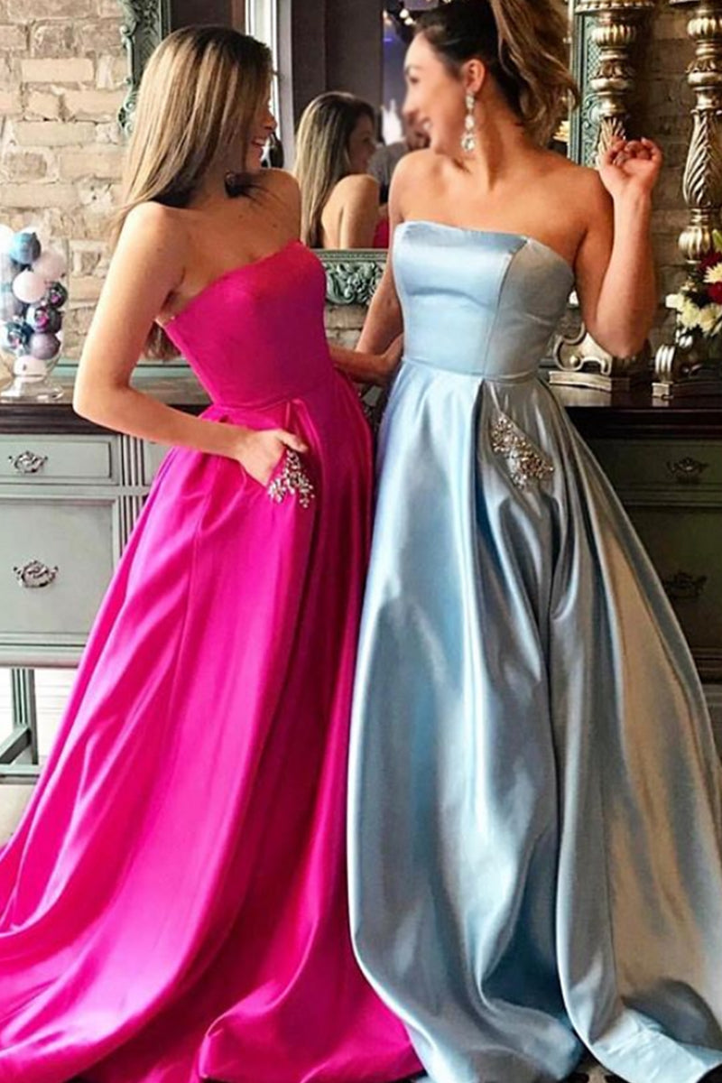 MACloth Trägerloses Ballkleid Langes Ballkleid Champagner Formales Abendkleid