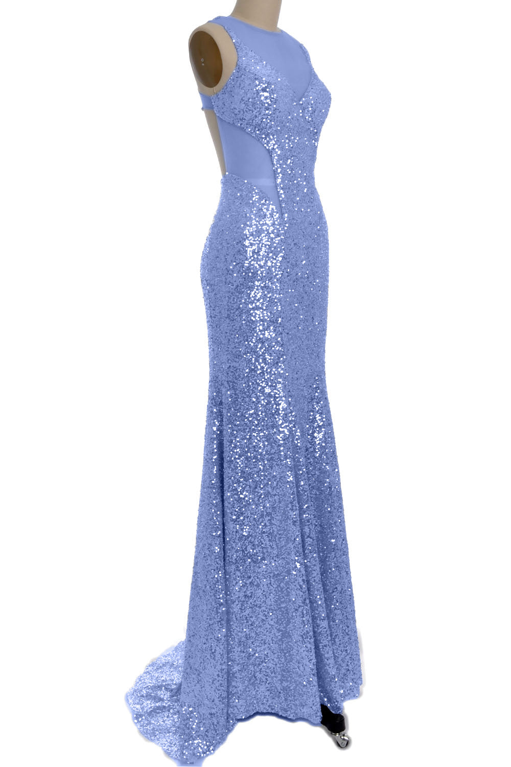 MACloth Wunderschönes Meerjungfrau-Kleid mit Ausschnitten und Pailletten, lang, für Abschlussball, Party, Abendkleid