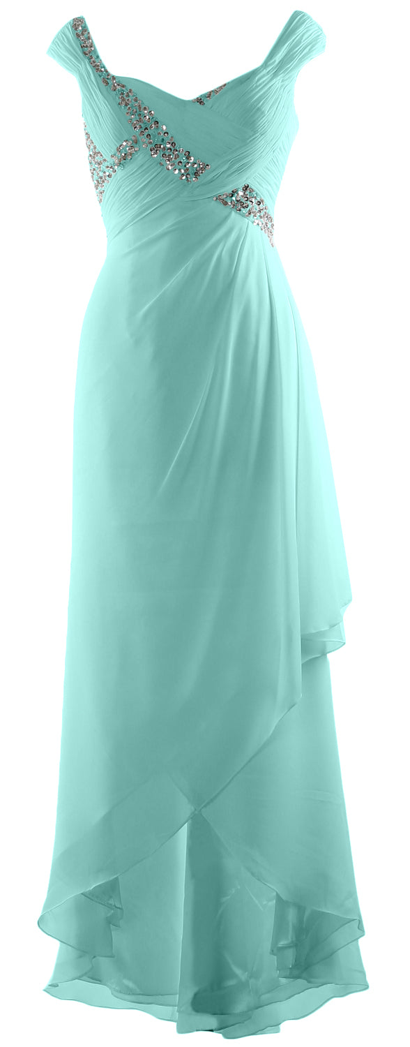 MACloth Plus Size Prom Dresses High Low V Neck Wedding Party Formal Evening Gown