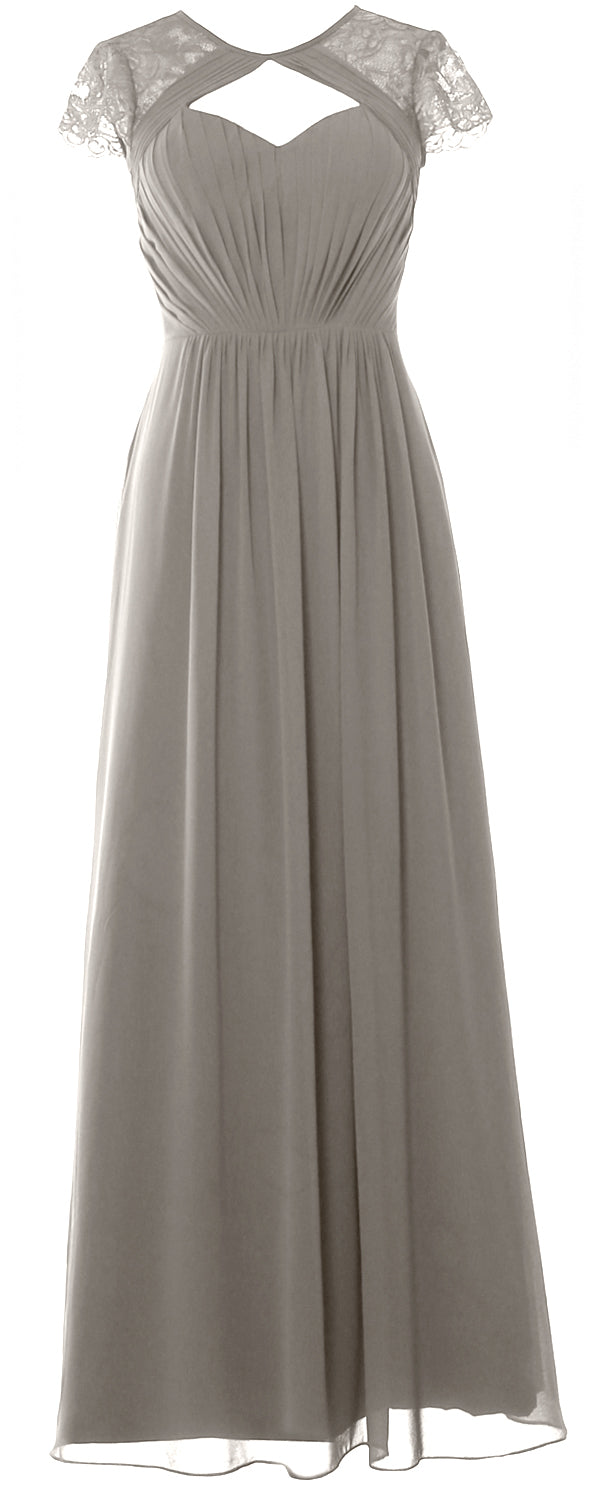 Vestido de dama de honor largo con mangas cortas elegante MACloth 2018 Vestido formal de noche