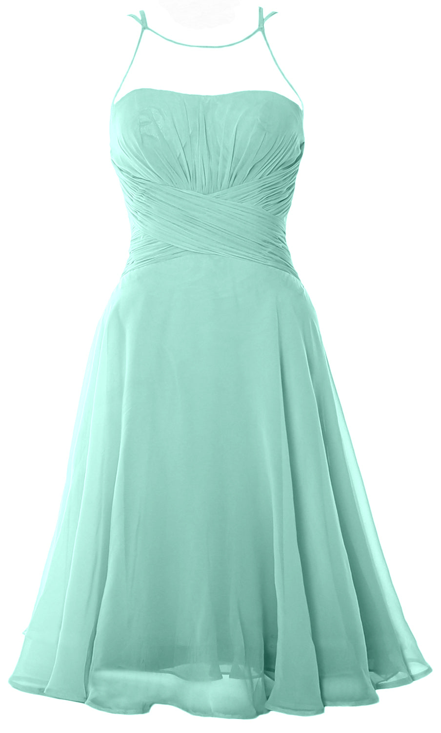 Vestido de cóctel corto elegante con ilusión de MACloth, vestido formal de gasa para boda o fiesta