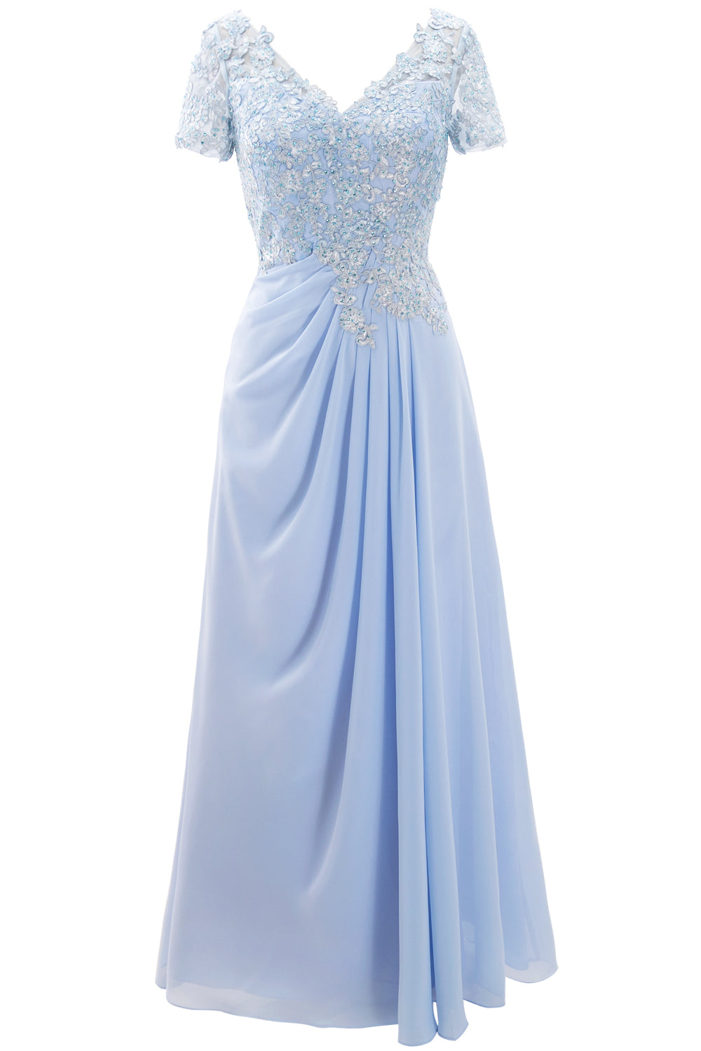 MACloth Damen Kleider für die Brautmutter, kurzärmlig, Spitze, für Hochzeit, Abendkleid