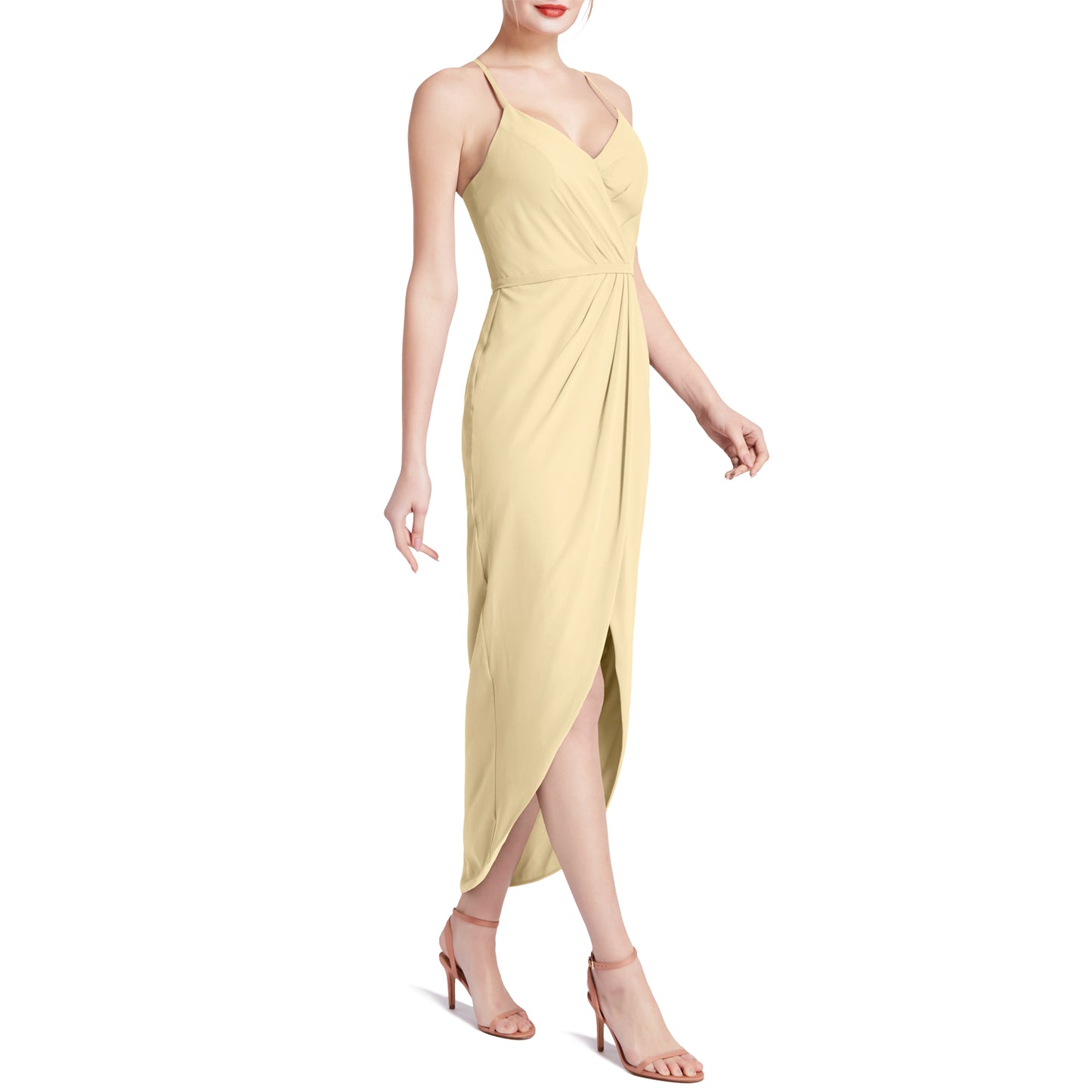 MACloth Damen Hi Lo Sweetheart Wickelkleid Casual Party Cocktailkleid Halbformell