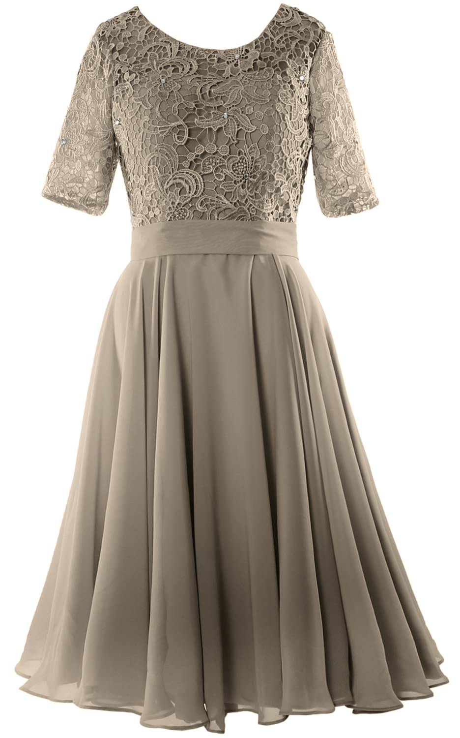 MACloth Women Short Mother Bride Dresses Half Sleeve Wedding Guest Dinner Lace