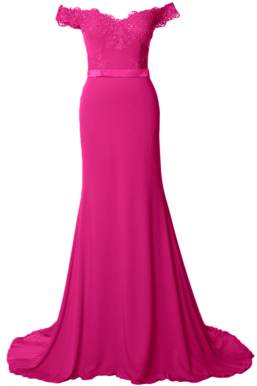 MACloth Women Prom Dresses Mermaid Off the Shoulder Lace Formal Evening Gown