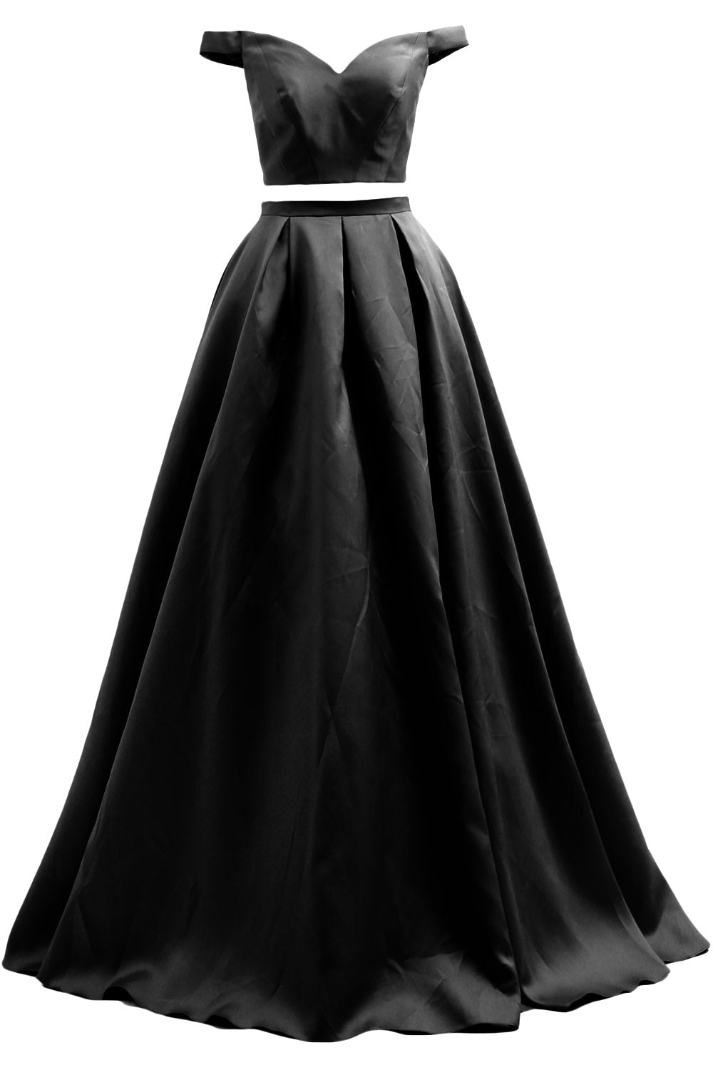 MACloth Women Prom Dresses Two Piece Off Shoulder Formal Evening Ball Gown