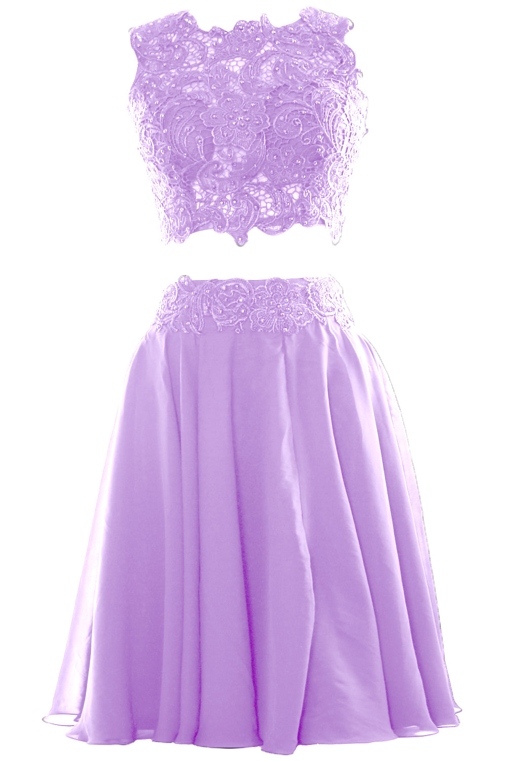 MACloth Vestido corto de gasa con encaje de dos piezas para mujer, vestido formal para fiesta de cóctel