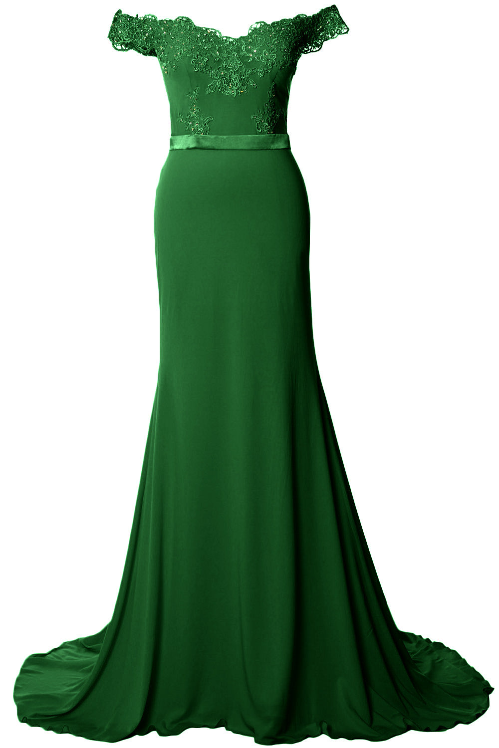 MACloth Women Prom Dresses Mermaid Off the Shoulder Lace Formal Evening Gown