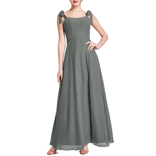 MACloth Damen Chiffon A-Linie Langes, hübsches Brautjungfernkleid für Hochzeit