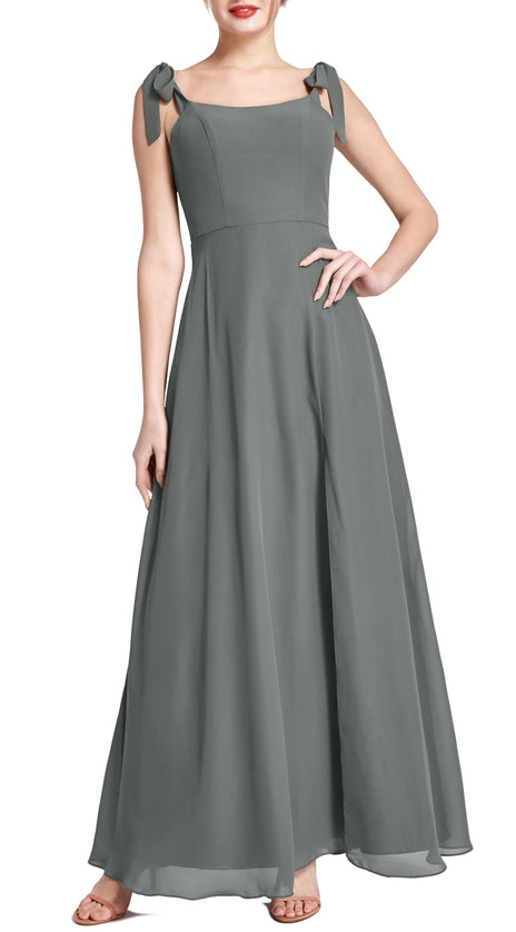 MACloth Women Chiffon aline Long Lovely Wedding Party Bridesmaid Dresses