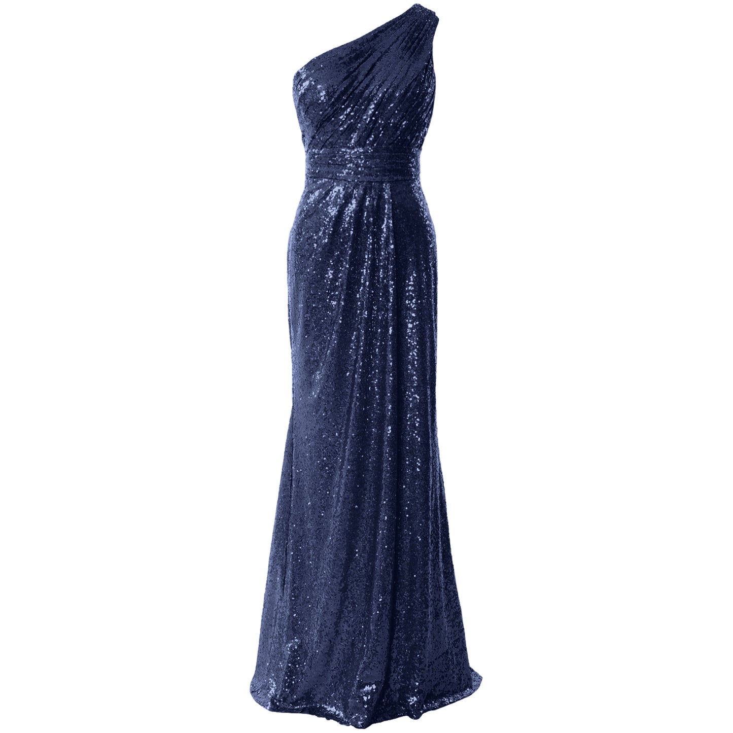 MACloth Damen Brautjungfernkleider One-Shoulder Pailletten Langes formelles Kleid Braut