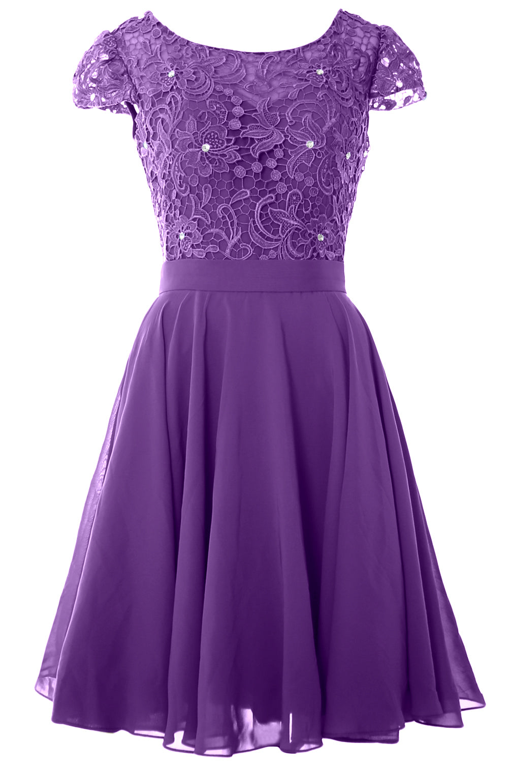 MACloth Women Short Cap Sleeve Lace Wedding Bridesmaid Mother Dresses Homecoming