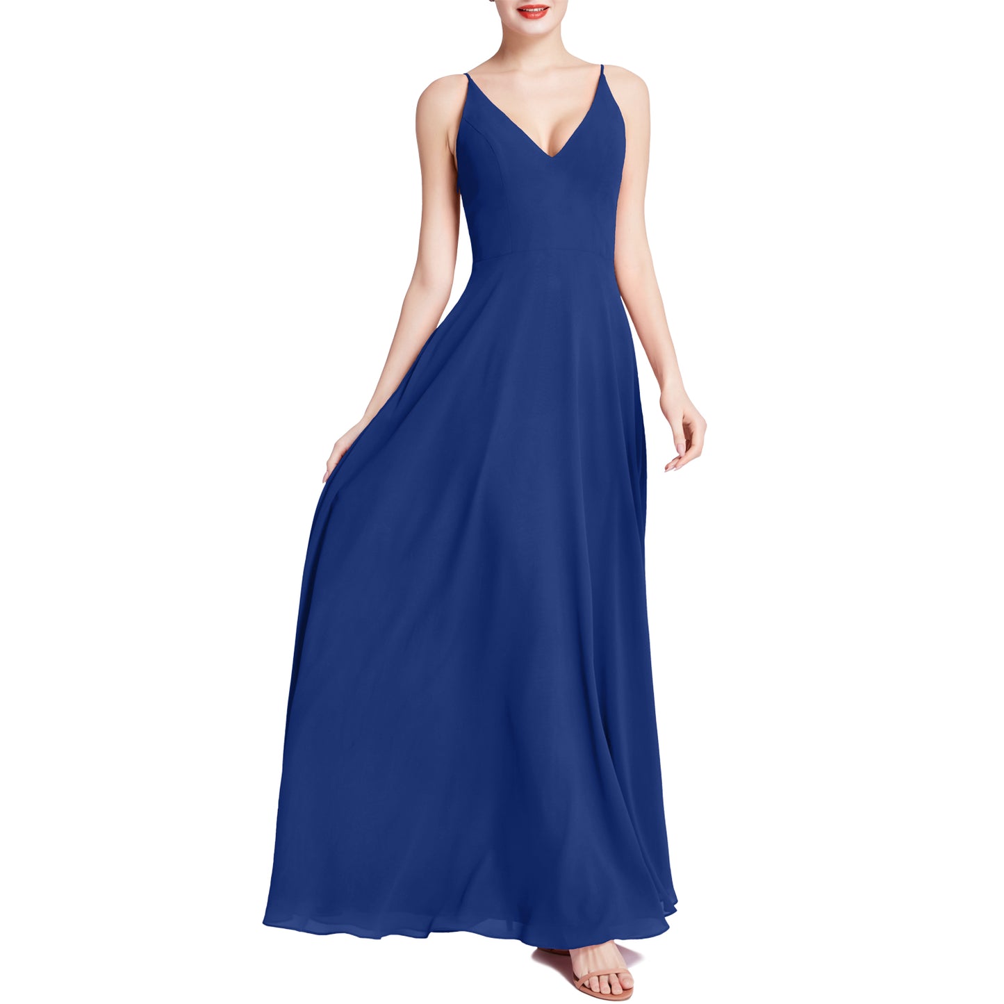 MACloth Mujeres Cuello en V Maxi Boda Fiesta Dama de Honor Vestidos Vestido de Noche
