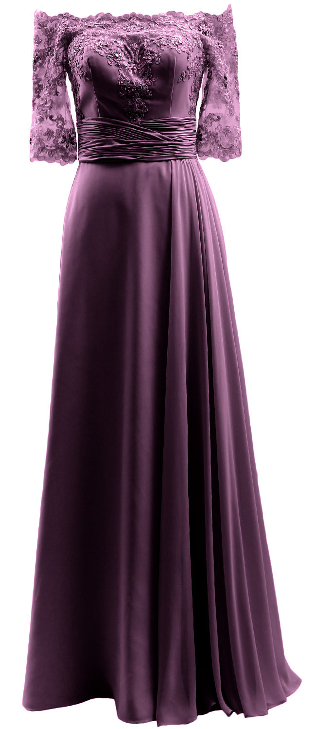 MACloth Damen-Kleid für die Brautmutter, schulterfrei, Spitze, lang, formelles Abendkleid