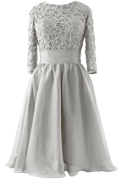 MACloth Women 3/4 Sleeve Lace Short Mother of Bride Dress Formal Evening Gown