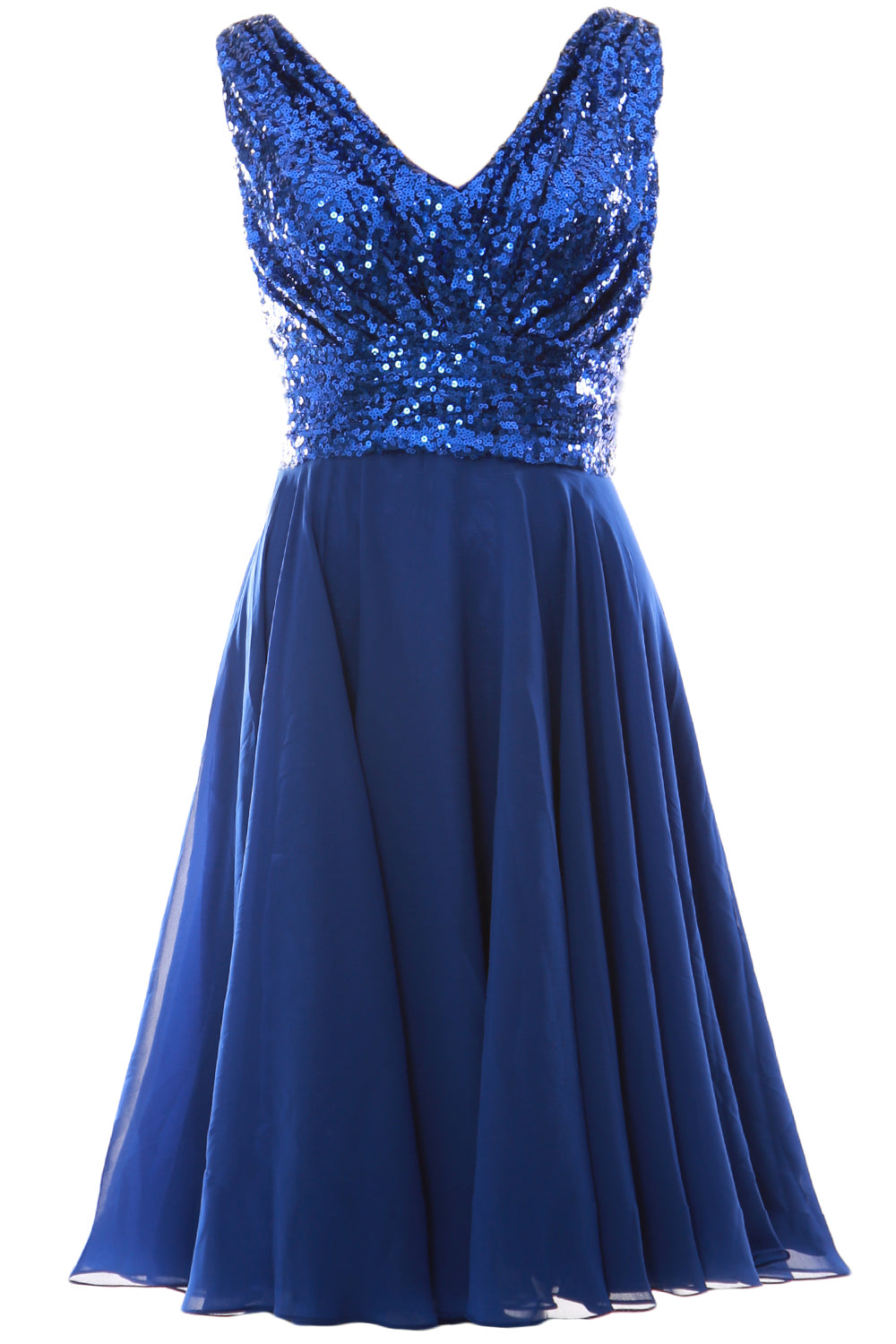 MACloth Women V Neck Sequin Short Wedding Bridesmaid Dresses Mother of Bride