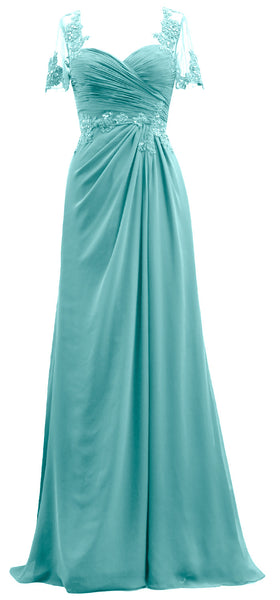 MACloth Women Short Sleeves Lace Formal Evening Gown Maxi Mother of Bride Dress