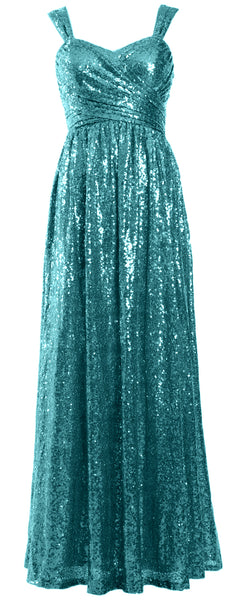 MACloth Sequin Bridesmaid Dresses Long Formal Party Evening Prom Gown Maxi