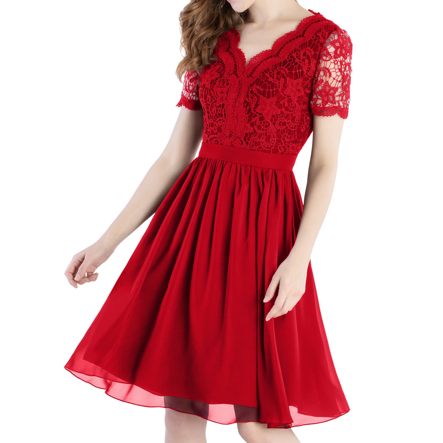 MACloth Mother of Bride Dresses Short Sleeves Wedding Guest Party Formal Gown Dusty Mauve