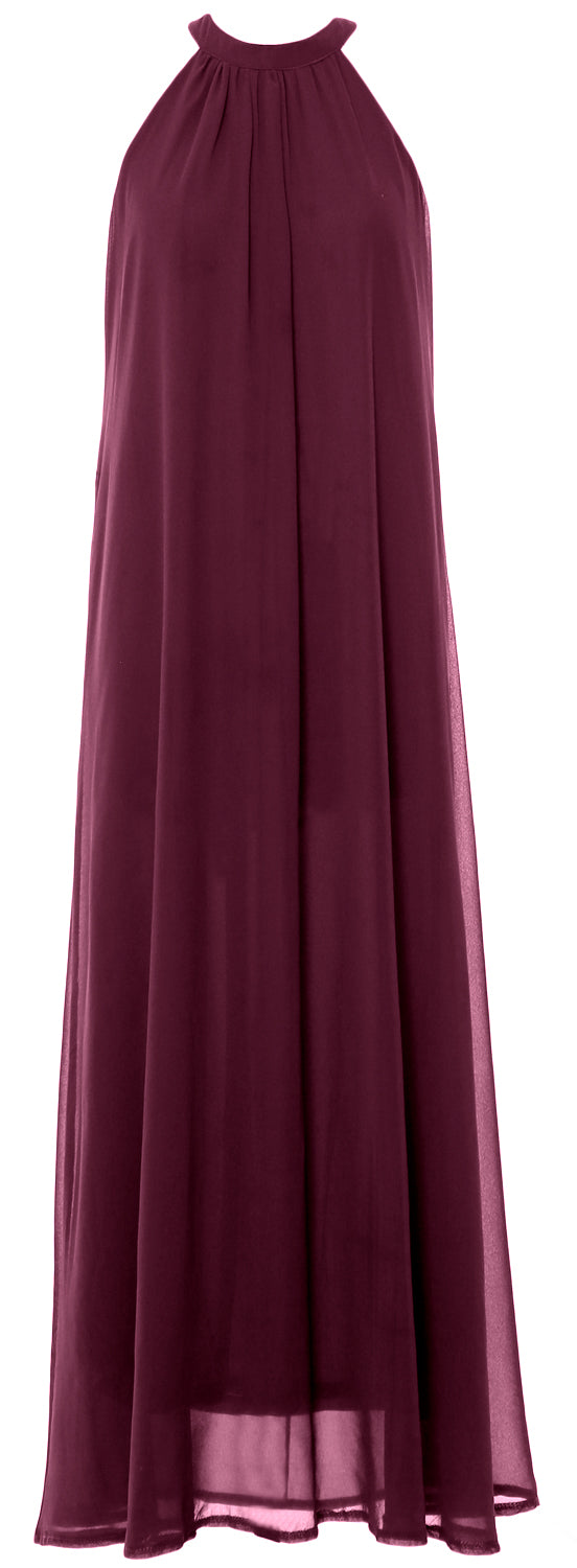 MACloth Damen Neckholder Chiffon Lange Hochzeit Party Brautjungfernkleider Mutter