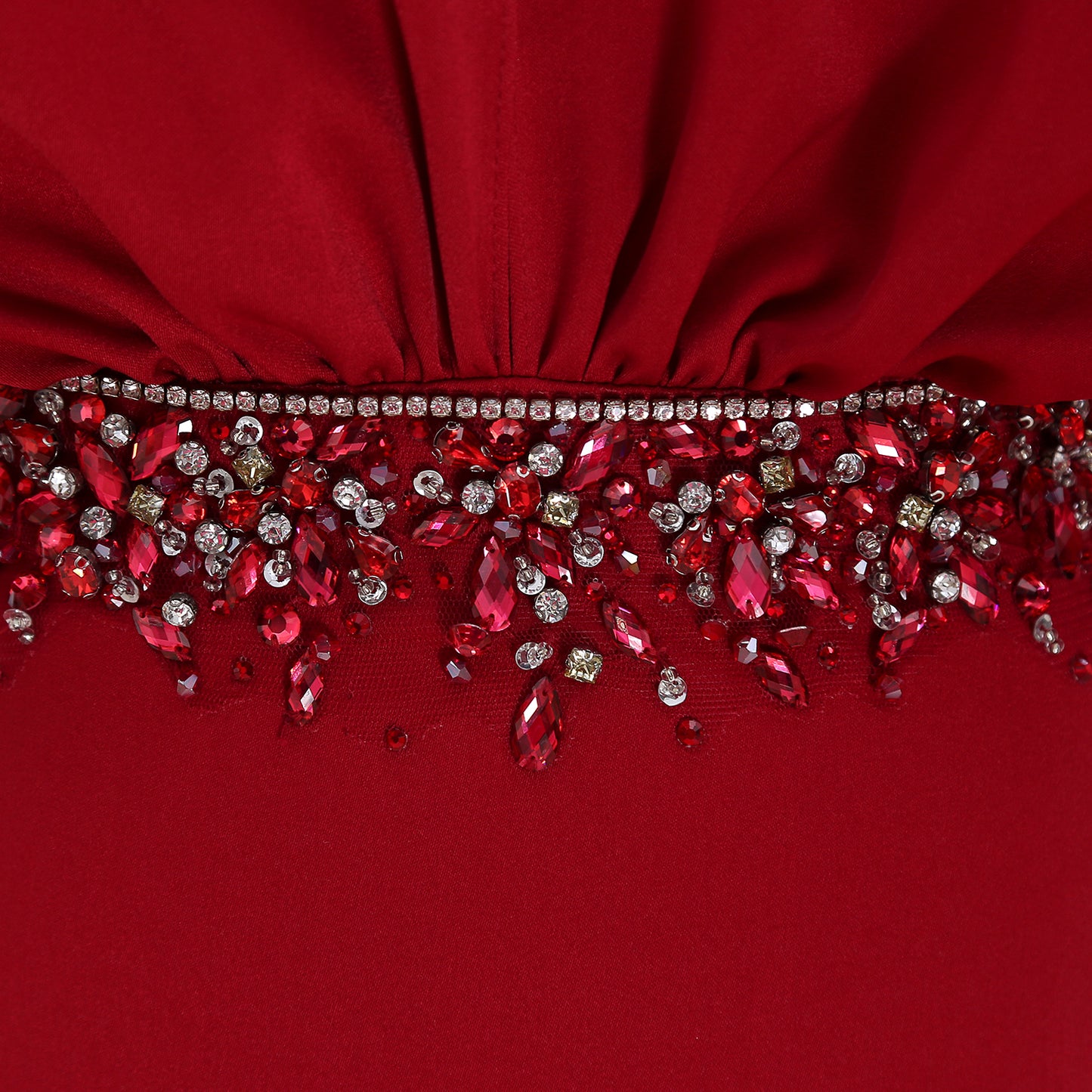 MACloth Vestido de noche con mangas abullonadas y cuentas de crepé para mujer Vestidos para madre de la novia