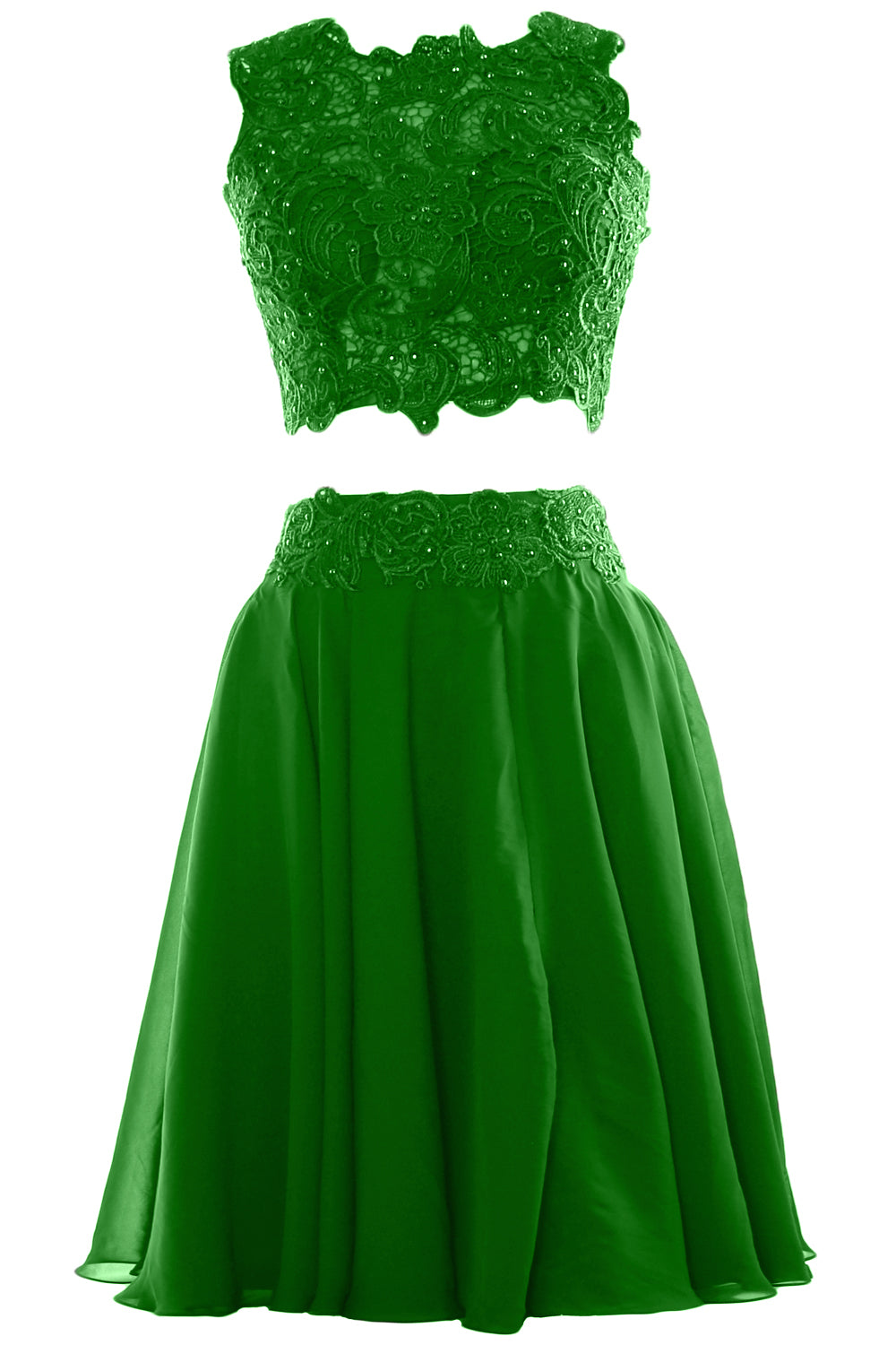 MACloth Vestido corto de gasa con encaje de dos piezas para mujer, vestido formal para fiesta de cóctel