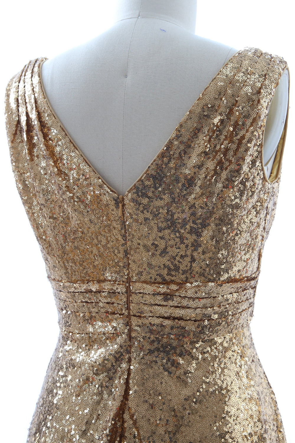 MACloth Vestidos de dama de honor para mujer Vestido de noche formal con lentejuelas sin mangas y cuello en V