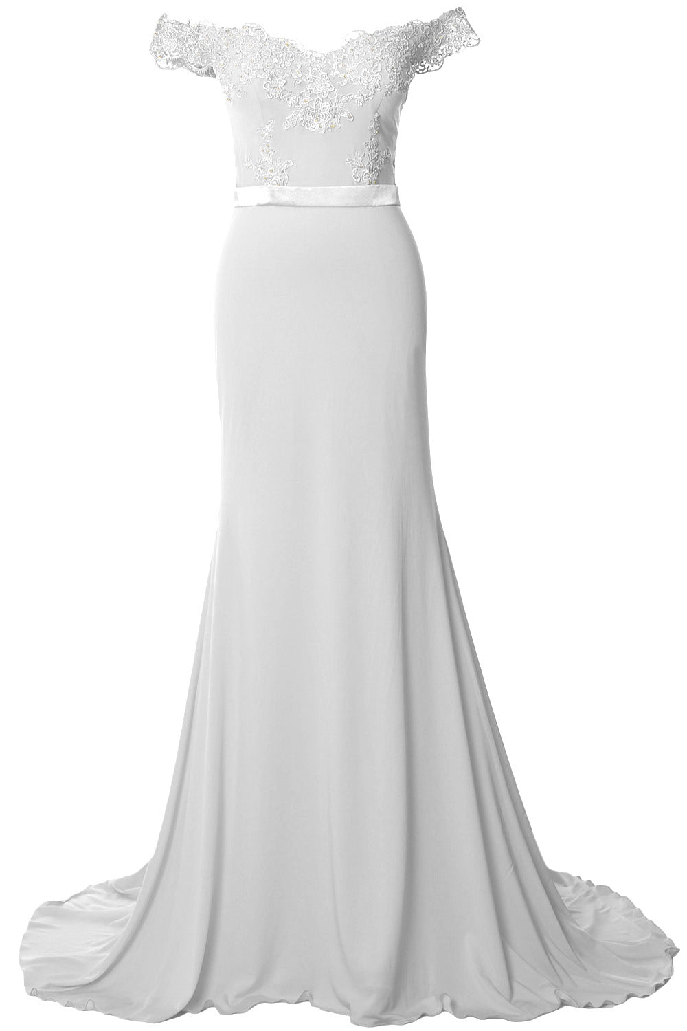 MACloth Women Prom Dresses Mermaid Off the Shoulder Lace Formal Evening Gown