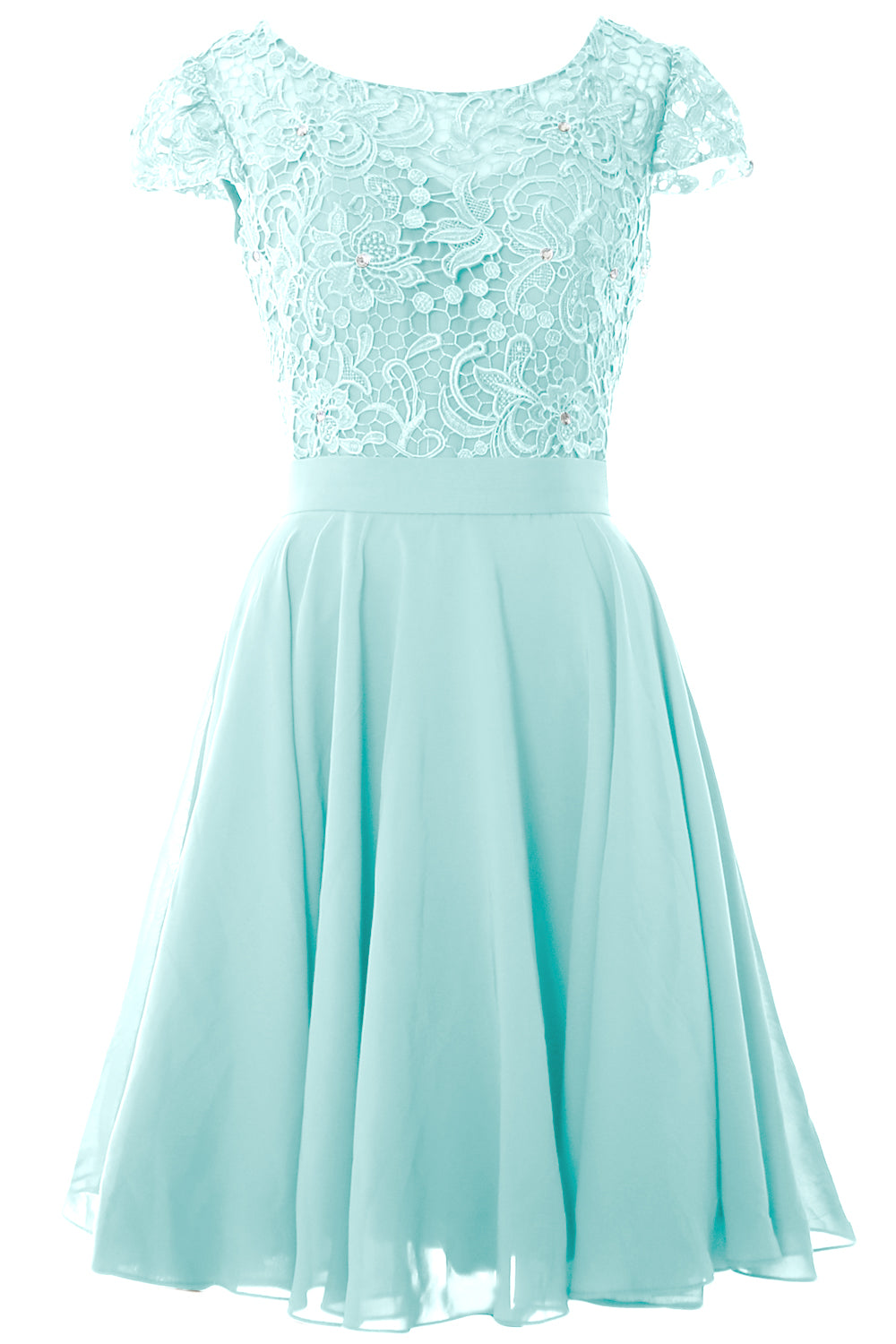 MACloth Women Short Cap Sleeve Lace Wedding Bridesmaid Mother Dresses Homecoming