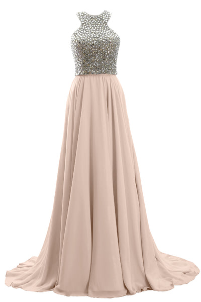 MACloth Women Two Piece Beaded Formal Evening Gown 2019 Chiffon Long Prom Dress