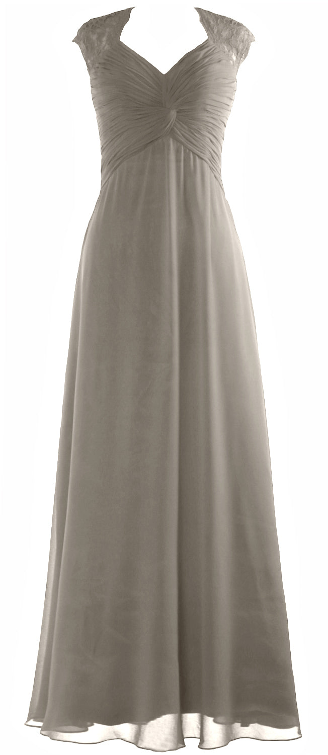 MACloth Women Cap Sleeve Lace Long Prom Dress Chiffon Wedding Party Formal Gown