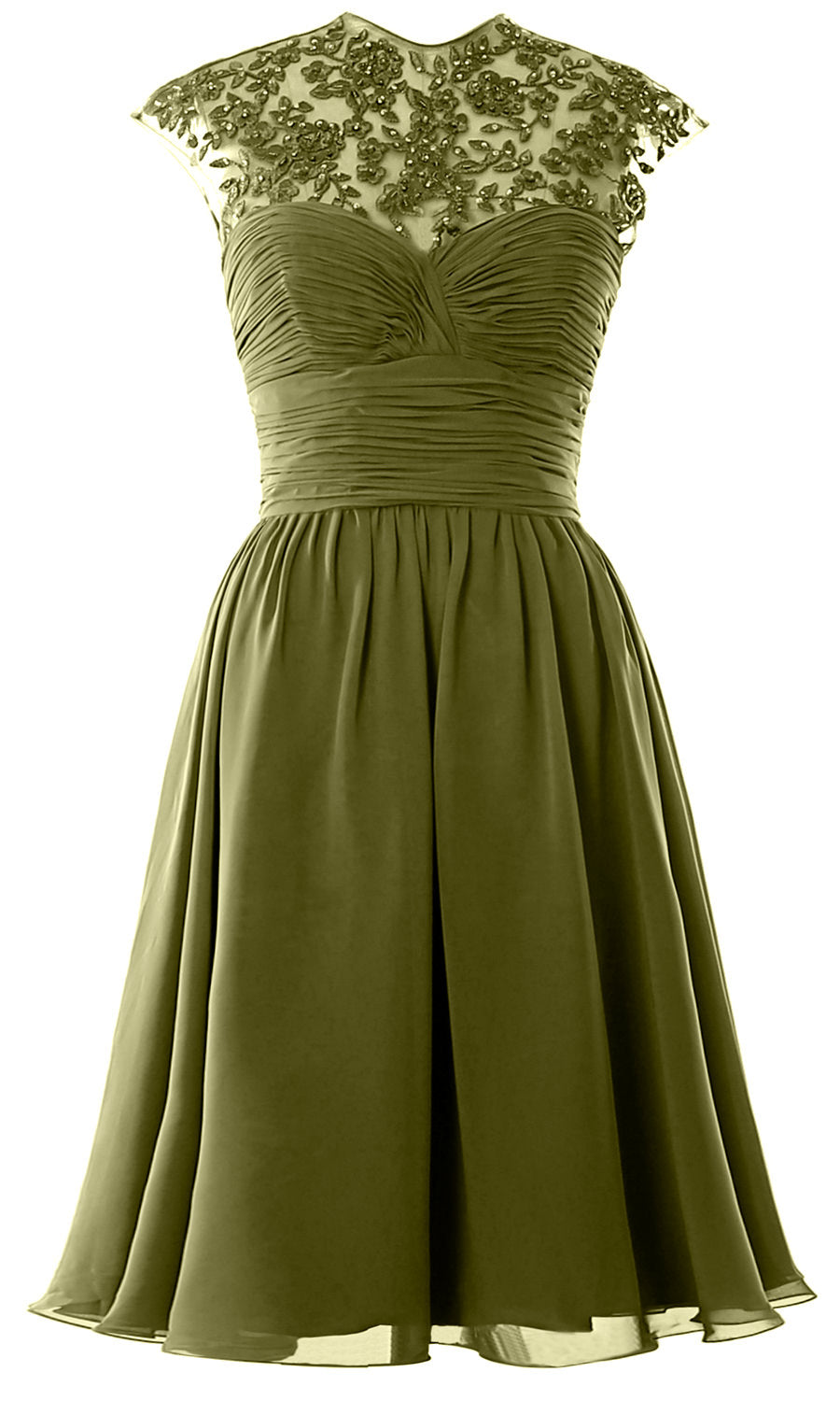 Women High Neck Cap Sleeve Lace Short Bridesmaid Dress Wedding Party Ball Gown