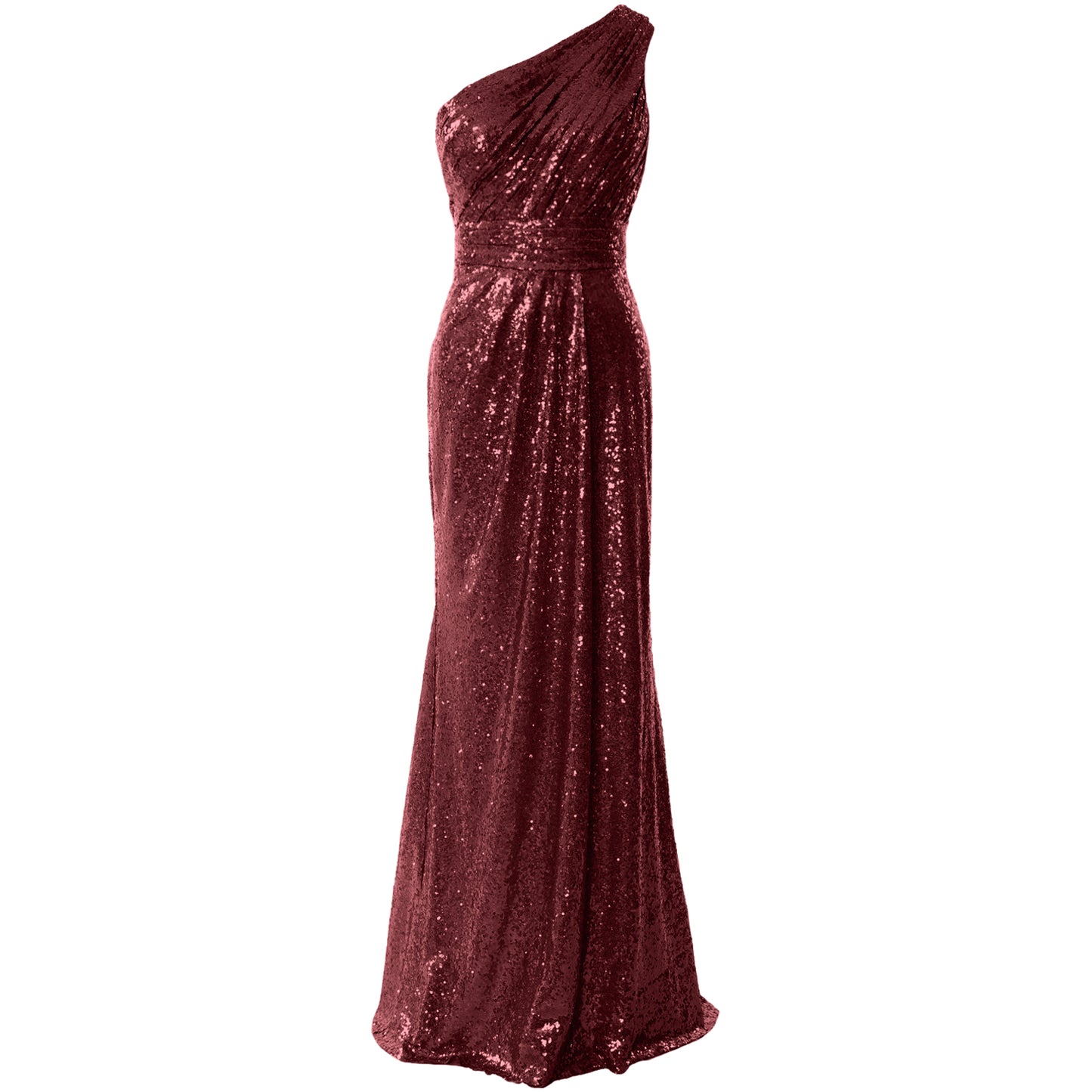 MACloth Damen Brautjungfernkleider One-Shoulder Pailletten Langes formelles Kleid Braut